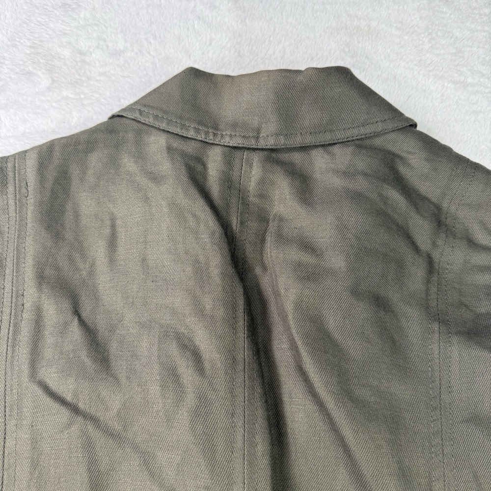 Banana Republic Olive Green Safari Travel Utility Vest Womens Size 14 Linen NWT - Picture 8 of 12